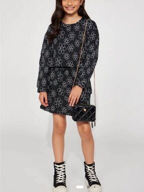 Girls Black Floral Print Long Sleeve Skort set from Fashion Nova Sz 4